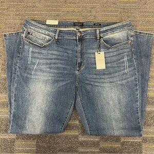 JUDY BLUE Jeans Womens Size 24W Boot Cut Blue Mid Rise Whiskered Denim NEW Tags